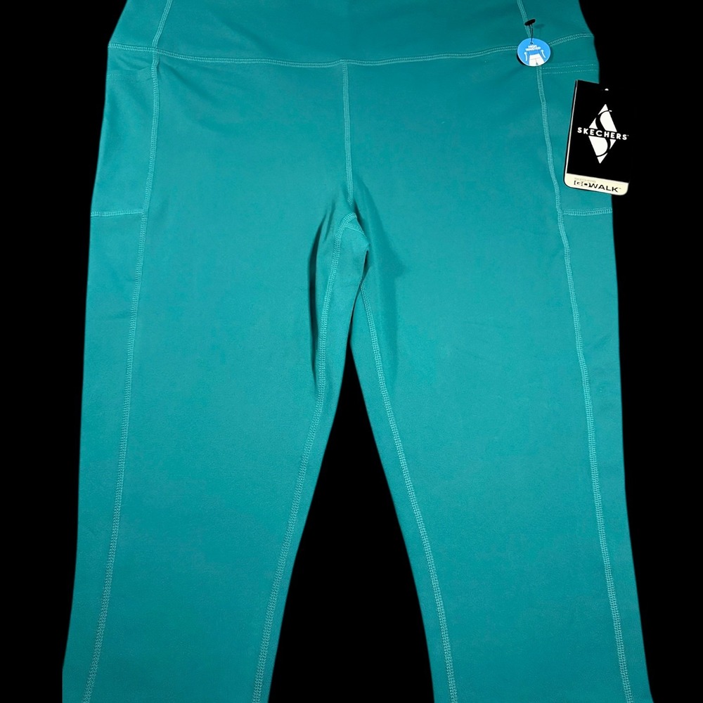 Skechers GoWalk High Waisted Midcalf Leggings 2XL Teal GoFlex Yoga Pants NWT
